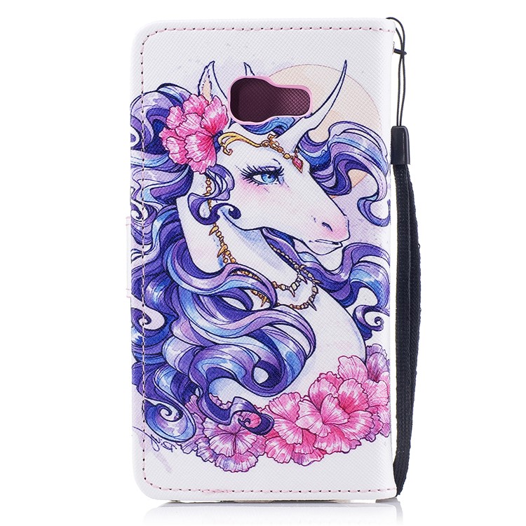 Pattern Painting Cross Texture Leather Wallet Stand Mobile Phone Case for Samsung Galaxy A5 (2017) SM-A520 - Beautiful Unicorn-2