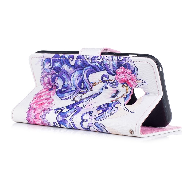 Pattern Painting Cross Texture Leather Wallet Stand Mobile Phone Case for Samsung Galaxy A5 (2017) SM-A520 - Beautiful Unicorn-3