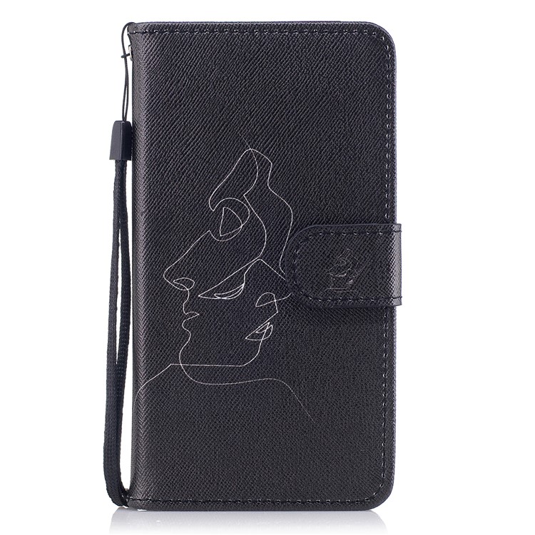 Pattern Painting Cross Texture Leather Wallet Stand Mobile Phone Cover for Samsung Galaxy A5 (2017) SM-A520 - Abstract Face-1