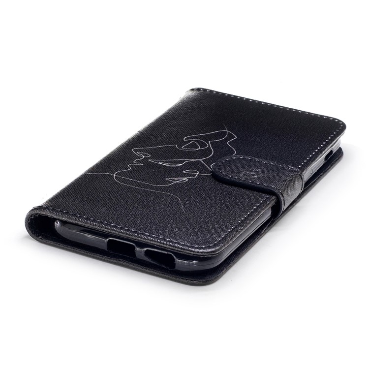 Pattern Painting Cross Texture Leather Wallet Stand Mobile Phone Cover for Samsung Galaxy A5 (2017) SM-A520 - Abstract Face-5
