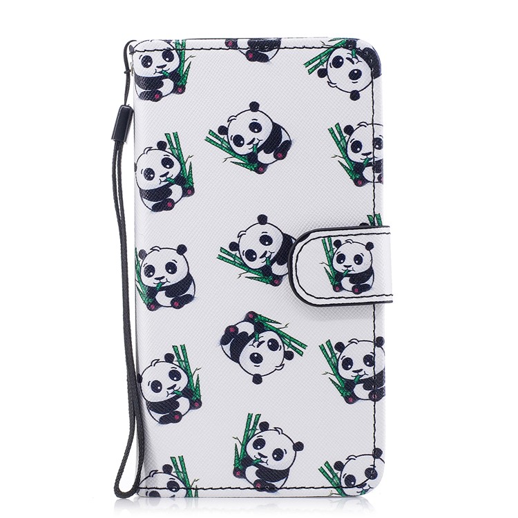 Pattern Painting Cross Texture Leather Wallet Stand Protective Case for Samsung Galaxy A5 (2017) SM-A520 - Cute Pandas-1