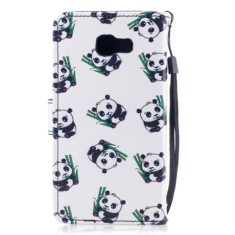 Pattern Painting Cross Texture Leather Wallet Stand Protective Case for Samsung Galaxy A5 (2017) SM-A520 - Cute Pandas-2