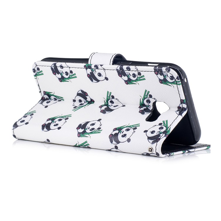 Pattern Painting Cross Texture Leather Wallet Stand Protective Case for Samsung Galaxy A5 (2017) SM-A520 - Cute Pandas-3