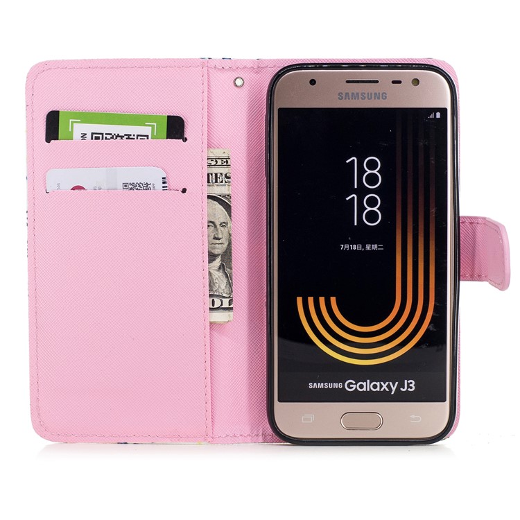 Pattern Printing Leather Wallet Case for Samsung Galaxy J3 Pro (2017) / J3 (2017) EU Version - Doughnut and Unicorn-6