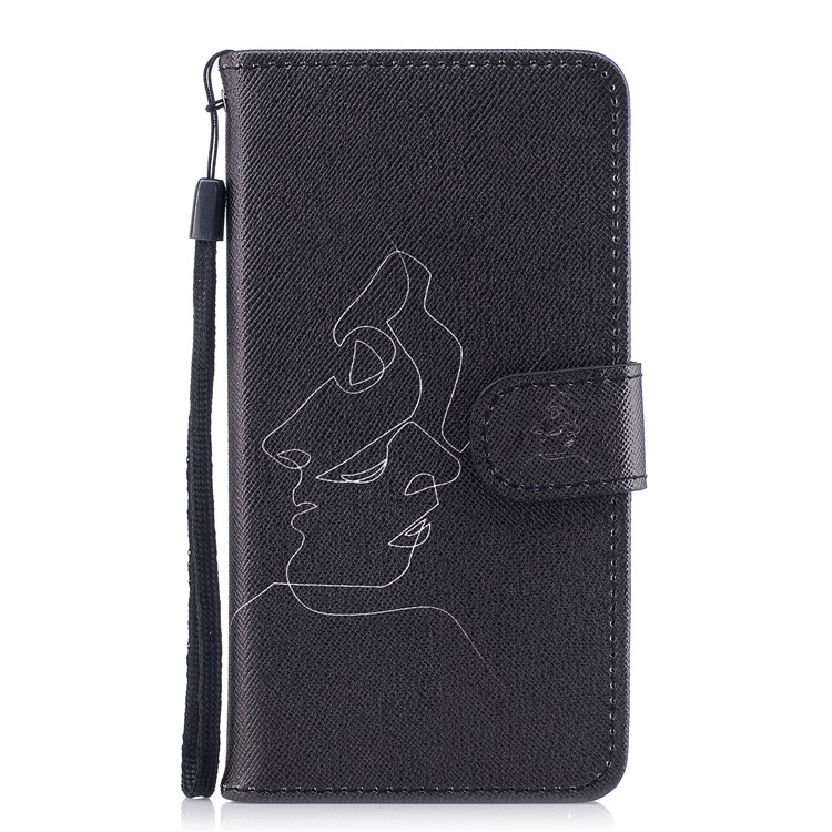 Pattern Printing Leather Wallet Cover for Samsung Galaxy J3 Pro (2017) / J3 (2017) EU Version - Character Sketch-1