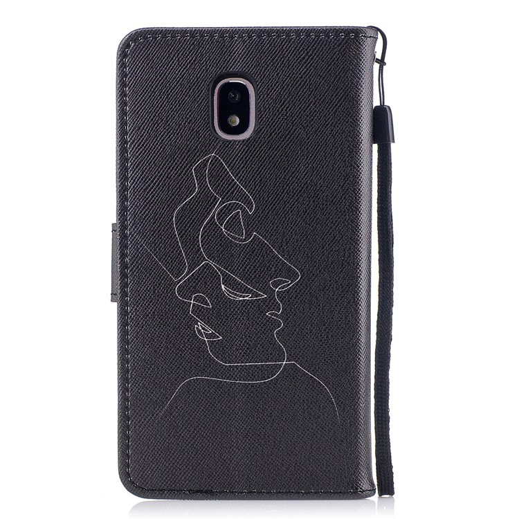 Pattern Printing Leather Wallet Cover for Samsung Galaxy J3 Pro (2017) / J3 (2017) EU Version - Character Sketch-2