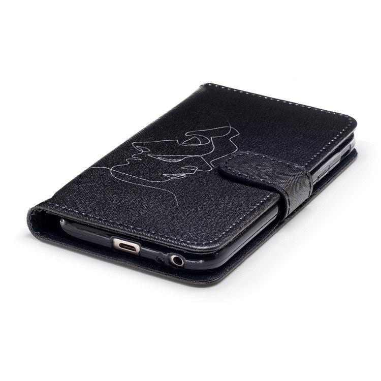 Pattern Printing Leather Wallet Cover for Samsung Galaxy J3 Pro (2017) / J3 (2017) EU Version - Character Sketch-5