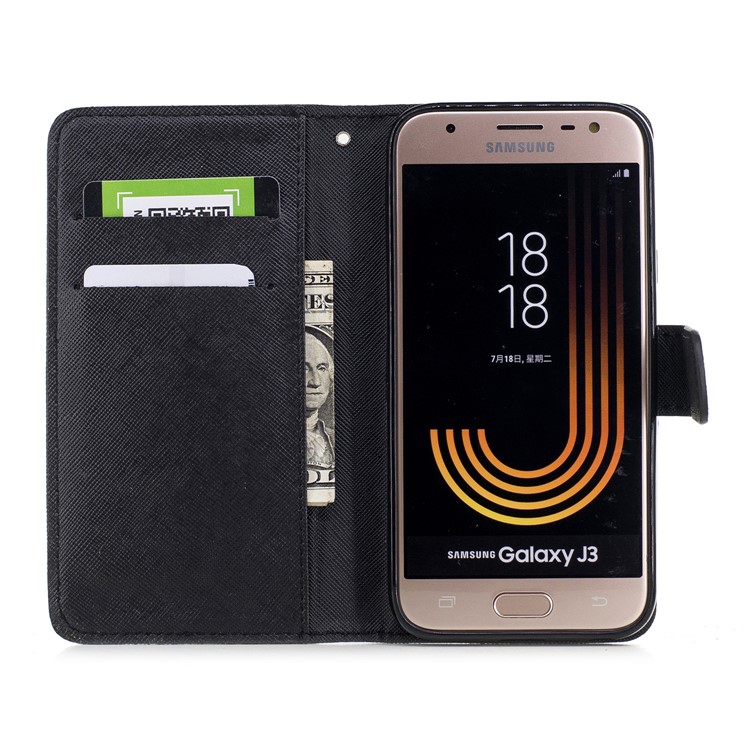 Pattern Printing Leather Wallet Cover for Samsung Galaxy J3 Pro (2017) / J3 (2017) EU Version - Character Sketch-6