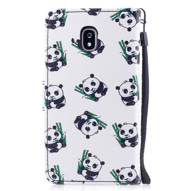 Pattern Printing Leather Wallet Shell Case for Samsung Galaxy J3 Pro (2017) / J3 (2017) EU Version - Panda Pattern-2