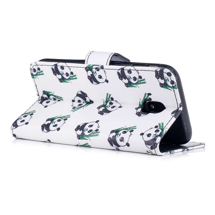 Pattern Printing Leather Wallet Shell Case for Samsung Galaxy J3 Pro (2017) / J3 (2017) EU Version - Panda Pattern-3