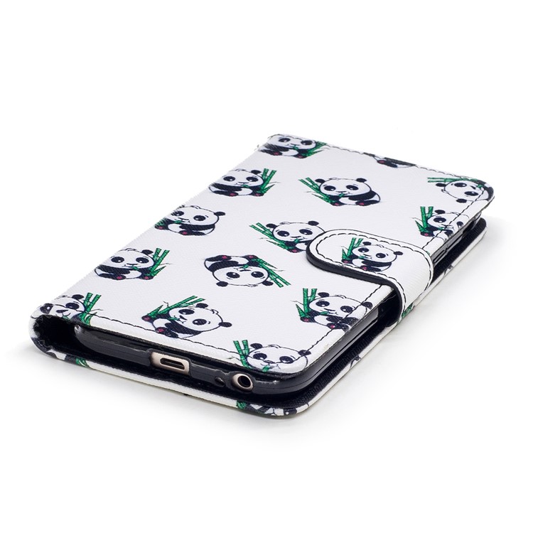Pattern Printing Leather Wallet Shell Case for Samsung Galaxy J3 Pro (2017) / J3 (2017) EU Version - Panda Pattern-5