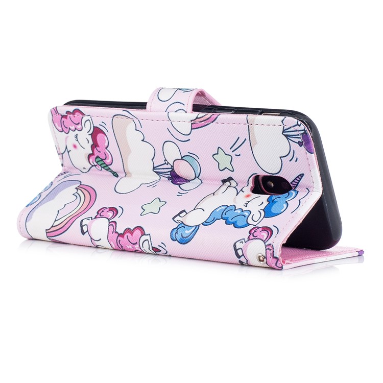 Pattern Printing PU Leather Wallet Case for Samsung Galaxy J3 Pro (2017) / J3 (2017) EU Version - Unicorn Pattern-3