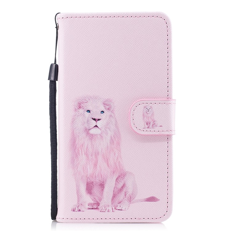 Pattern Printing Stand Leather Wallet Case for Samsung Galaxy J3 Pro (2017) / J3 (2017) EU Version - Lion Pattern-1
