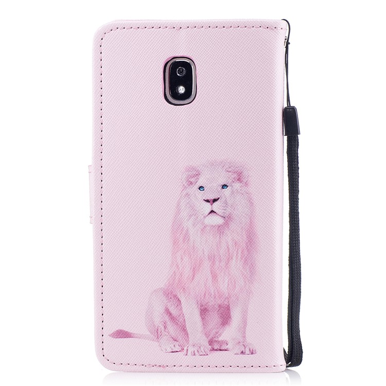 Pattern Printing Stand Leather Wallet Case for Samsung Galaxy J3 Pro (2017) / J3 (2017) EU Version - Lion Pattern-2