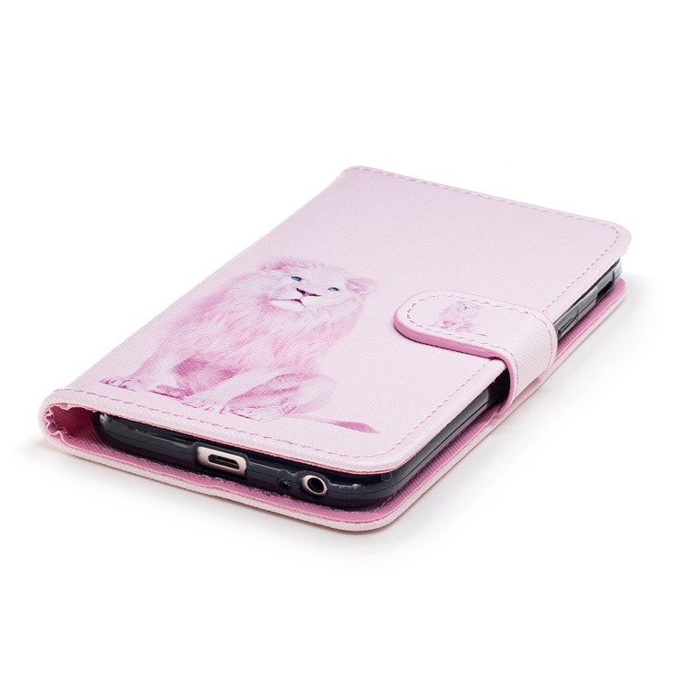 Pattern Printing Stand Leather Wallet Case for Samsung Galaxy J3 Pro (2017) / J3 (2017) EU Version - Lion Pattern-5