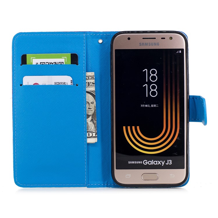 Pattern Printing Wallet Leather Cell Phone Case for Samsung Galaxy J3 Pro (2017) / J3 (2017) EU Version - Dolphin Pattern-6