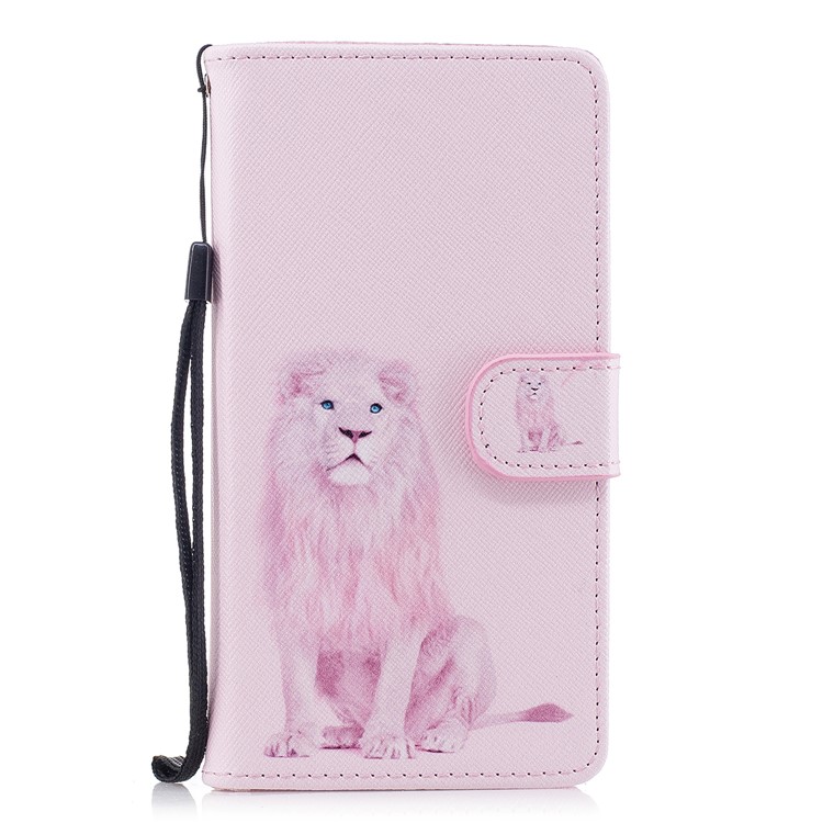 Pattern Painting Cross Texture Leather Wallet Stand Shell for Samsung Galaxy J5 (2017) EU Version / J5 Pro (2017) - Lion-1
