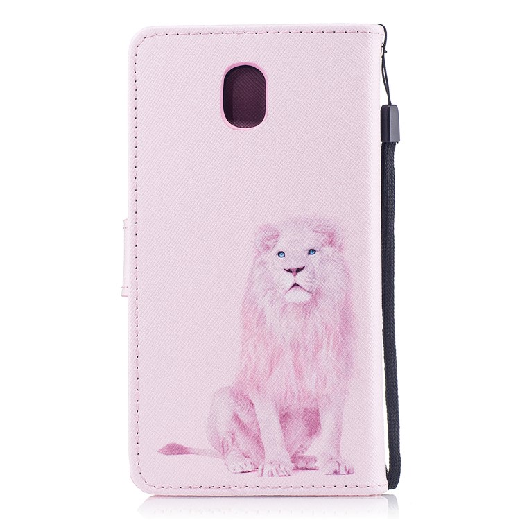 Pattern Painting Cross Texture Leather Wallet Stand Shell for Samsung Galaxy J5 (2017) EU Version / J5 Pro (2017) - Lion-2