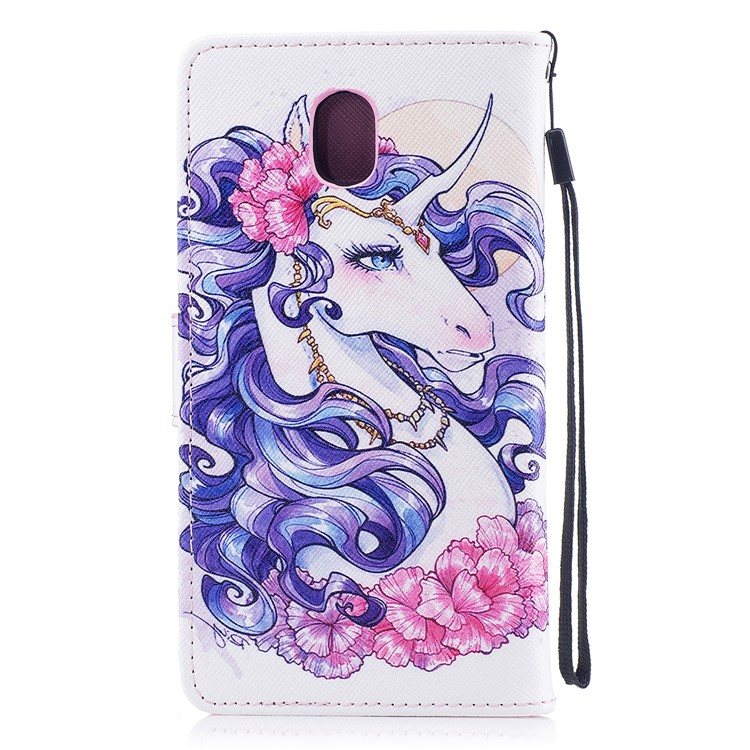 Pattern Painting Cross Texture Leather Wallet Stand Mobile Phone Case for Samsung Galaxy J5 (2017) EU Version / J5 Pro (2017) - Beautiful Unicorn-2