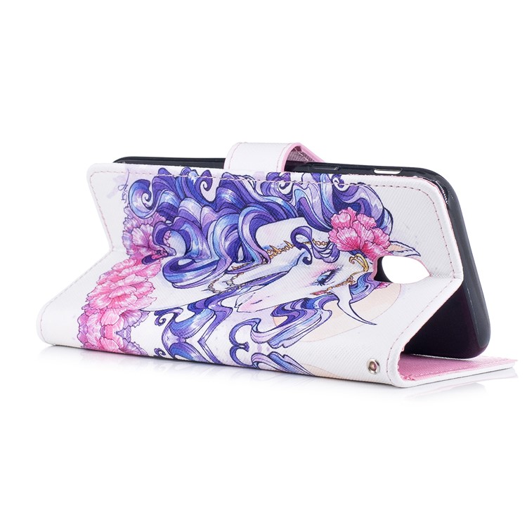 Pattern Painting Cross Texture Leather Wallet Stand Mobile Phone Case for Samsung Galaxy J5 (2017) EU Version / J5 Pro (2017) - Beautiful Unicorn-3