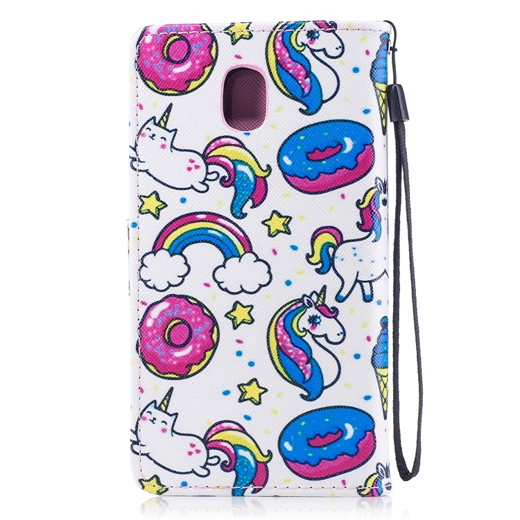 Pattern Painting Cross Texture Leather Wallet Stand Mobile Phone Shell for Samsung Galaxy J5 (2017) EU Version / J5 Pro (2017) - Unicorn Animals and Macarons-2