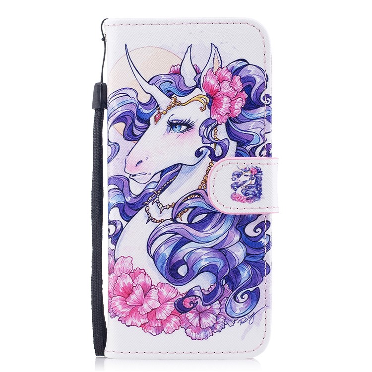 Pattern Painting Cross Texture Leather Wallet Stand Case for Samsung Galaxy S8 SM-G950 - Beautiful Unicorn-1
