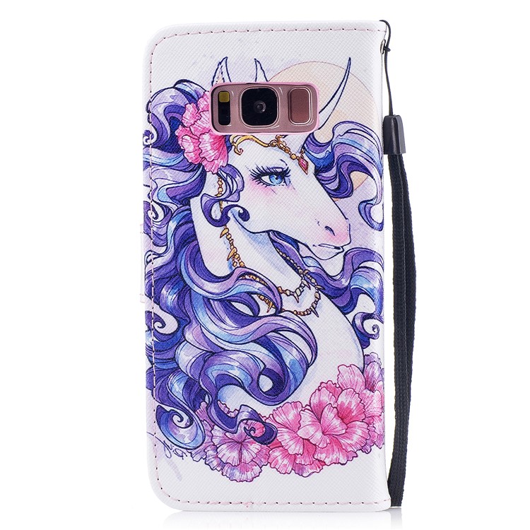 Pattern Painting Cross Texture Leather Wallet Stand Case for Samsung Galaxy S8 SM-G950 - Beautiful Unicorn-2