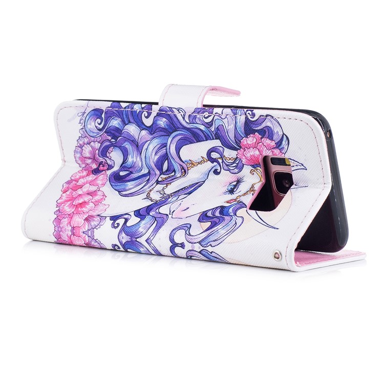 Pattern Painting Cross Texture Leather Wallet Stand Case for Samsung Galaxy S8 SM-G950 - Beautiful Unicorn-3