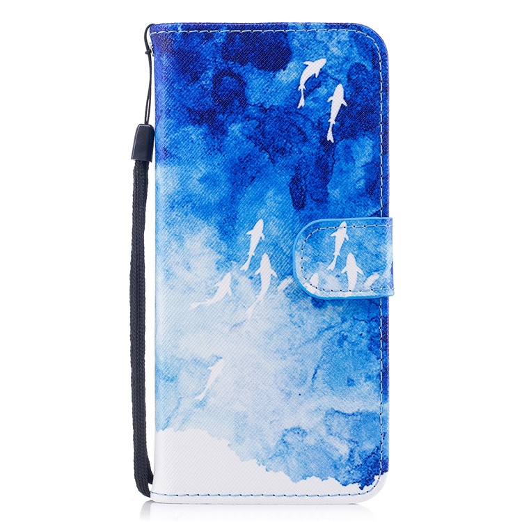 Pattern Painting Cross Texture Leather Wallet Stand Cover for Samsung Galaxy S8 SM-G950 - Fishes-1