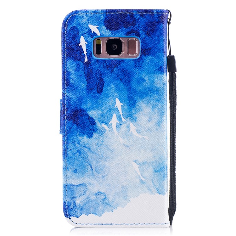 Pattern Painting Cross Texture Leather Wallet Stand Cover for Samsung Galaxy S8 SM-G950 - Fishes-2