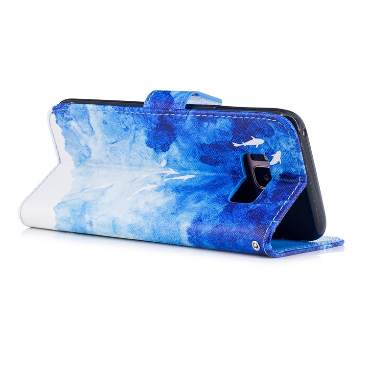 Pattern Painting Cross Texture Leather Wallet Stand Cover for Samsung Galaxy S8 SM-G950 - Fishes-3