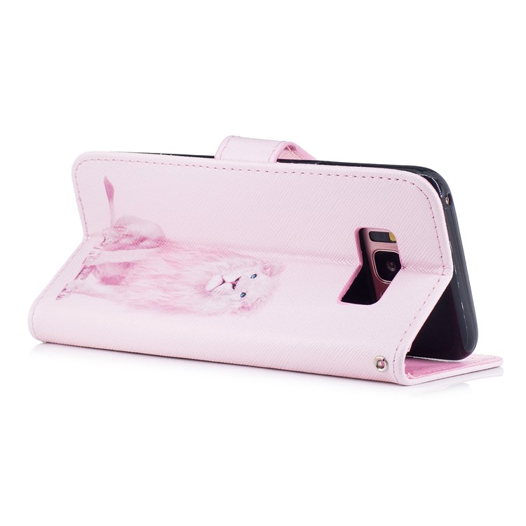 Pattern Painting Cross Texture Leather Wallet Stand Shell for Samsung Galaxy S8 SM-G950 - Lion-3