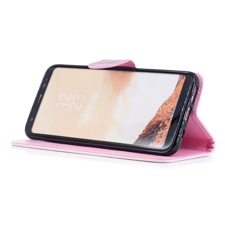 Pattern Painting Cross Texture Leather Wallet Stand Shell for Samsung Galaxy S8 SM-G950 - Lion-4