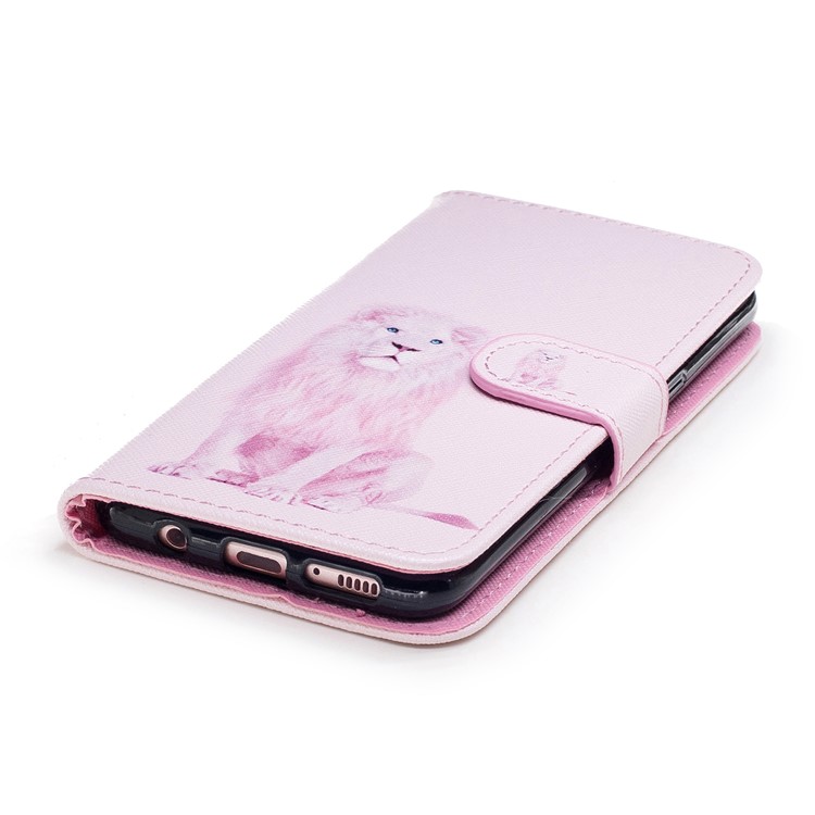 Pattern Painting Cross Texture Leather Wallet Stand Shell for Samsung Galaxy S8 SM-G950 - Lion-5
