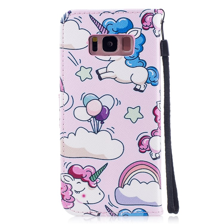 Pattern Painting Cross Texture Leather Wallet Stand Casing for Samsung Galaxy S8 SM-G950 - Lovely Unicorns-2