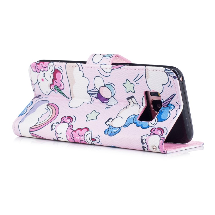 Pattern Painting Cross Texture Leather Wallet Stand Casing for Samsung Galaxy S8 SM-G950 - Lovely Unicorns-3