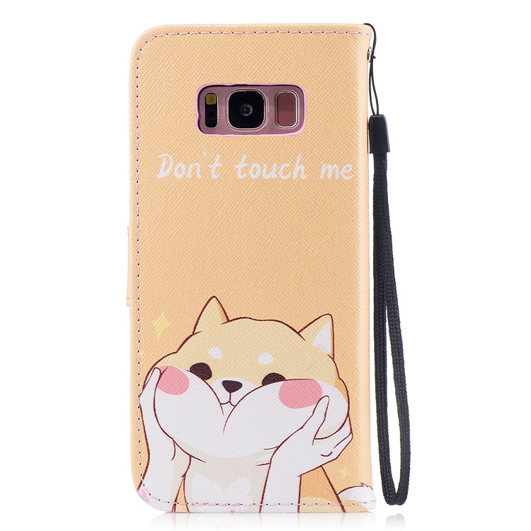 Pattern Painting Cross Texture Leather Wallet Stand Mobile Phone Case for Samsung Galaxy S8 SM-G950 - Don't Touch Me-2