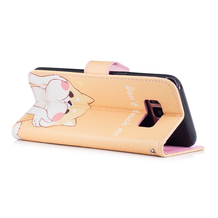 Pattern Painting Cross Texture Leather Wallet Stand Mobile Phone Case for Samsung Galaxy S8 SM-G950 - Don't Touch Me-3