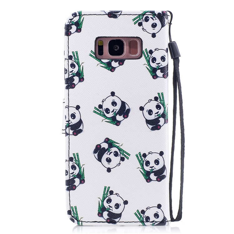 Pattern Painting Cross Texture Leather Wallet Stand Cell Phone Case for Samsung Galaxy S8 SM-G950 - Panda-2
