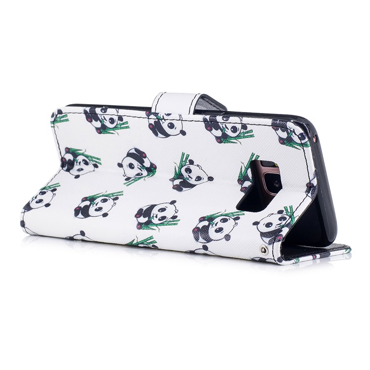 Pattern Painting Cross Texture Leather Wallet Stand Cell Phone Case for Samsung Galaxy S8 SM-G950 - Panda-3