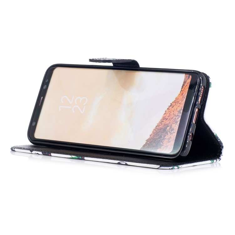 Pattern Painting Cross Texture Leather Wallet Stand Cell Phone Case for Samsung Galaxy S8 SM-G950 - Panda-4
