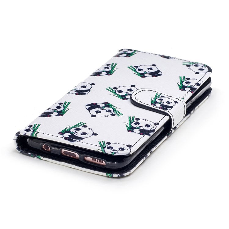 Pattern Painting Cross Texture Leather Wallet Stand Cell Phone Case for Samsung Galaxy S8 SM-G950 - Panda-5