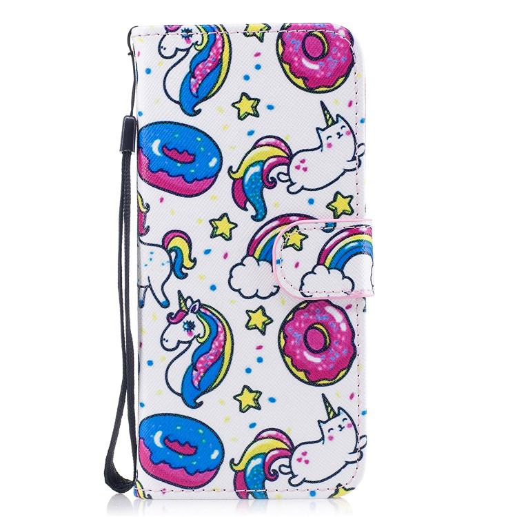 Pattern Painting Cross Texture Leather Wallet Stand Cell Phone Shell for Samsung Galaxy S8 SM-G950 - Unicorn Animals and Macarons-1