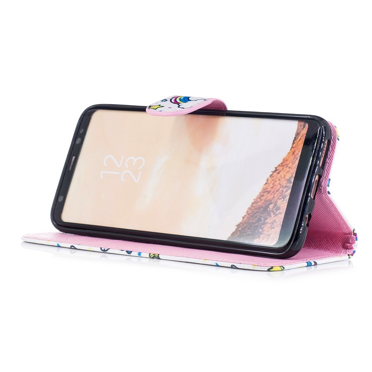 Pattern Painting Cross Texture Leather Wallet Stand Cell Phone Shell for Samsung Galaxy S8 SM-G950 - Unicorn Animals and Macarons-4