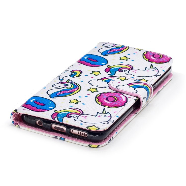 Pattern Painting Cross Texture Leather Wallet Stand Cell Phone Shell for Samsung Galaxy S8 SM-G950 - Unicorn Animals and Macarons-5