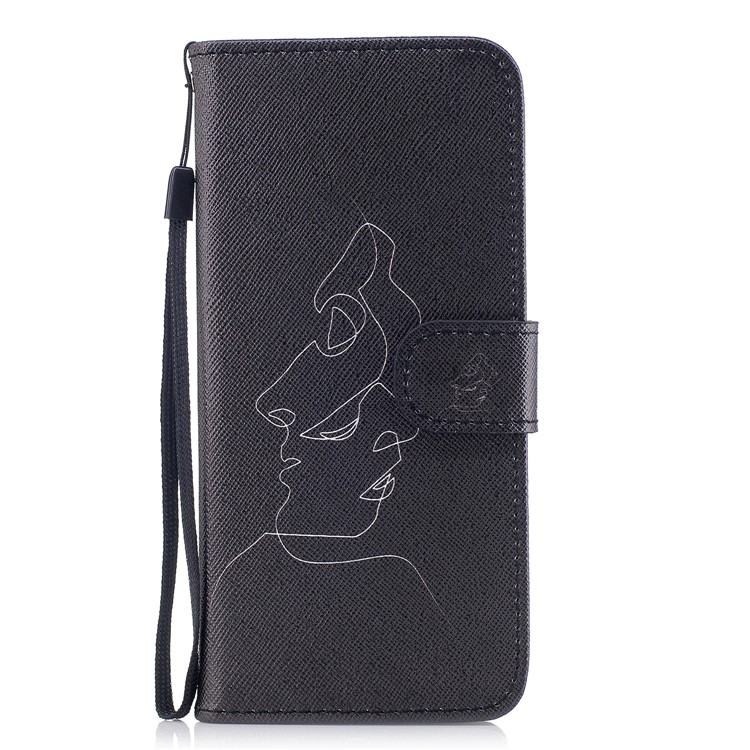 Pattern Painting Cross Texture Leather Wallet Stand Protective Case for Samsung Galaxy S8 SM-G950 - Abstract Face-1