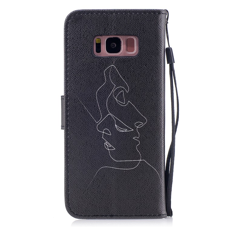Pattern Painting Cross Texture Leather Wallet Stand Protective Case for Samsung Galaxy S8 SM-G950 - Abstract Face-2