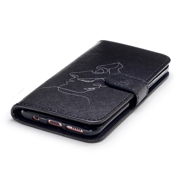 Pattern Painting Cross Texture Leather Wallet Stand Protective Case for Samsung Galaxy S8 SM-G950 - Abstract Face-5