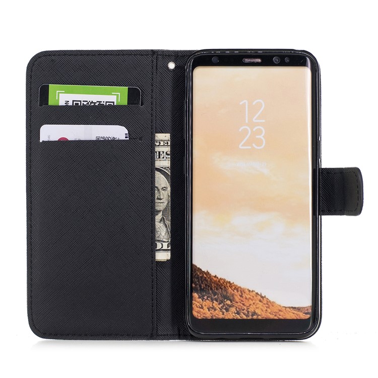 Pattern Painting Cross Texture Leather Wallet Stand Protective Case for Samsung Galaxy S8 SM-G950 - Abstract Face-6