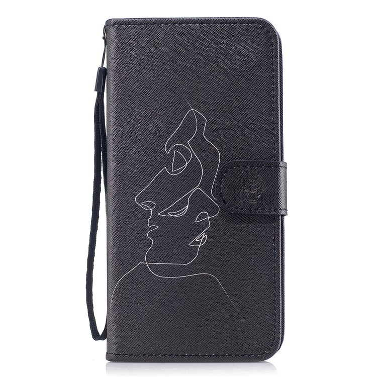 Pattern Painting Cross Texture Leather Wallet Stand Case for Samsung Galaxy S8 Plus SM-G955 - Abstract Face-1